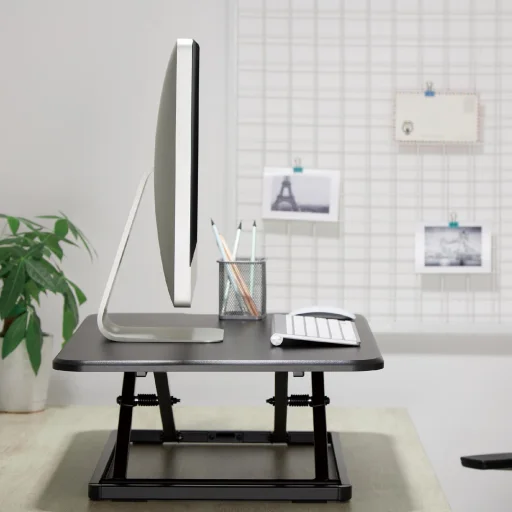 Home SST 01 ülő-álló asztali munkahely, minőségi MDF alapanyag, nagy szilárdságú acélváz, 5 magasságbeállítás, benyomható fogantyú, 67x47cm - 5