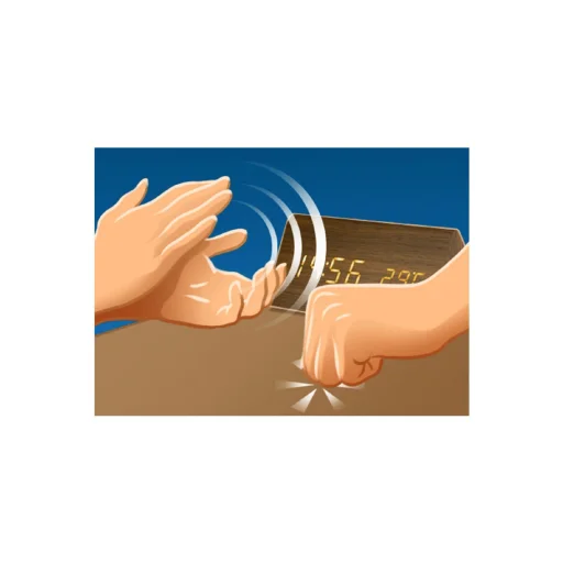 Home OC 05 digitális LED ébresztőóra, valódi faburkolat, tapsra aktiválható kijelző, dátum és hőmérséklet kijelzés, elemes vagy hálózati tápellátás - 2