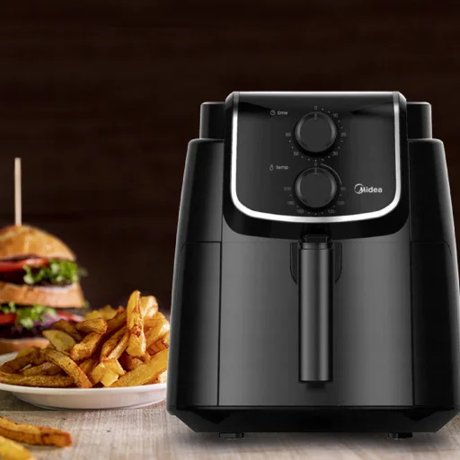 Midea MF-TN35D air fryer, forrólevegős fritőz, 3,5 literes sütőkosár, állítható hőmérséklet 200 °C-ig, 1500 W, fekete - 4