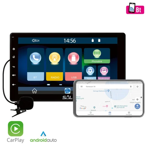 SAL VB X1000 autórádió és multimédiás lejátszó, 4 x 45 W, 2 + 1 RCA, CarPlay, Android Auto, USB Mirror Link - 1