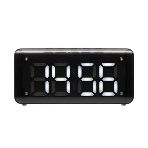 Home MECHACLOCK ébresztőóra multimédia lejátszóval, 3 W, fehér LED kijelző, FM rádió, BT, microSD, USB-C, ~15 óra üzemidő - 2