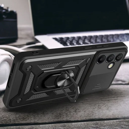 Hybridný pancierový obal Camshield s výklopným stojanom a ochranou kamery pre Samsung Galaxy A26 - čierny - 3