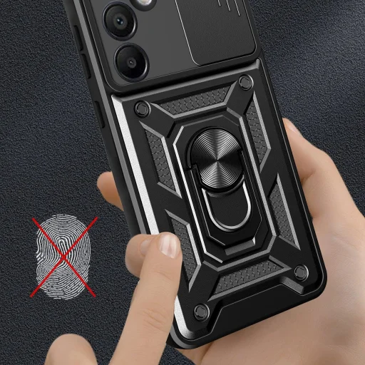 Hybridný pancierový obal Camshield s výklopným stojanom a ochranou kamery pre Samsung Galaxy A26 - čierny - 6