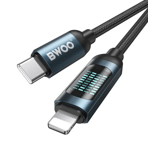 BWOO 27W Fonott USB-C - Lightning kábel, animációs fénnyel 1m - 2