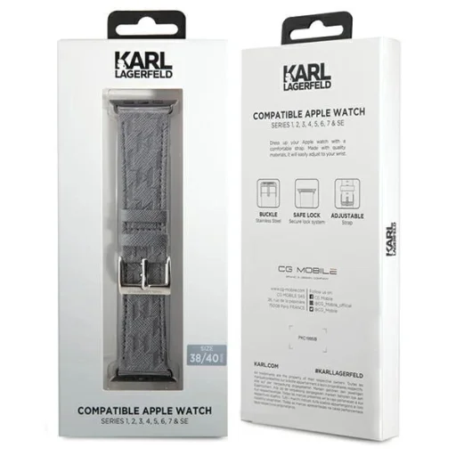 Karl Lagerfeld Saffiano Monogram szíj Apple Watch 38/40/41mm - ezüst - 3