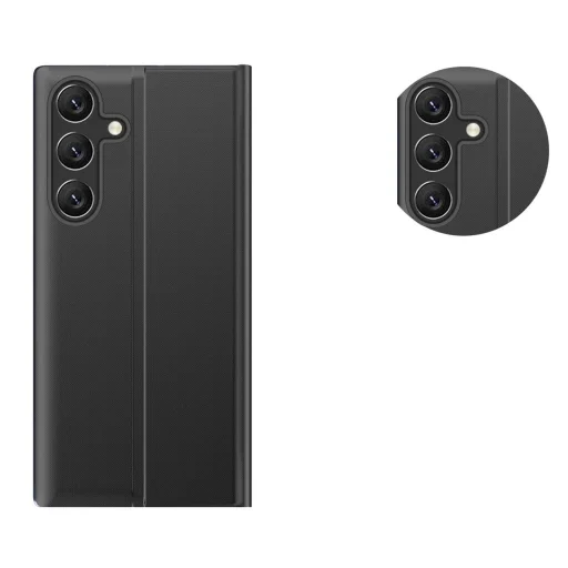 Új Alvó Tok kihajtható fedéllel és állvány funkcióval Samsung Galaxy A26 - fekete tok - 3