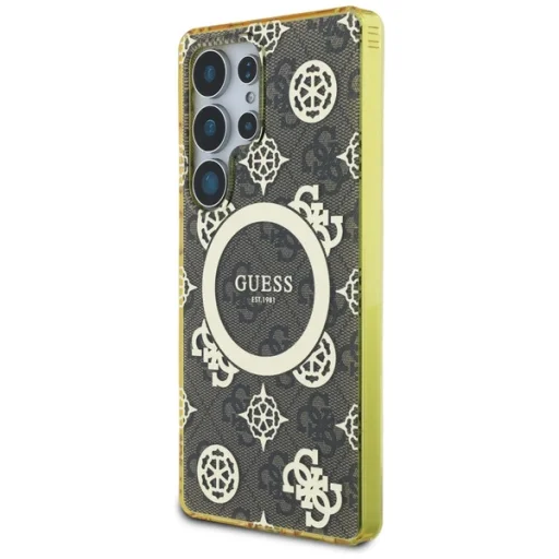 Guess 4G Hátlap Aranyozott Peónia Mintás MagSafe Tok Samsung Galaxy S25 Ultra Barna Tok - 2