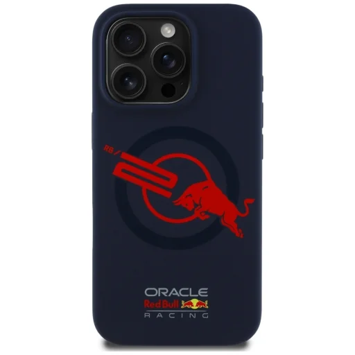 Eredeti tok Piros BULL HC Szilikon ORBR20 Logó Piros Belső Magsafe iPhone 16 Pro tok tengerészkék - 3