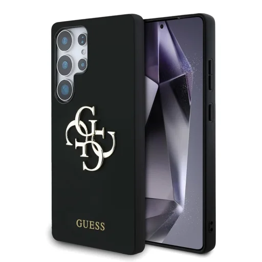 Original GUESS Szilikon Nagy 4G Logo Bottom Script Samsung Galaxy S25 Ultra fekete tok - 1