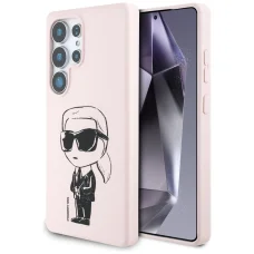 Eredeti Pouch KARL LAGERFELD Szilikon Graffiti Ikonik Nyomtatott Logó MagSafe Samsung Galaxy S25 Ultra pink tok