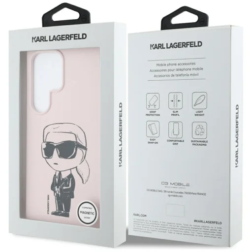 Eredeti Pouch KARL LAGERFELD Szilikon Graffiti Ikonik Nyomtatott Logó MagSafe Samsung Galaxy S25 Ultra pink tok - 8