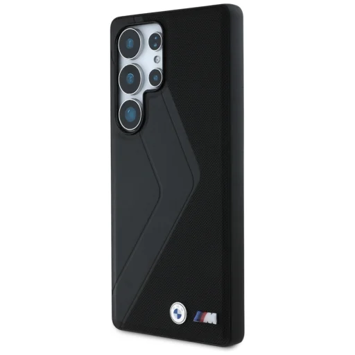 Eredeti BMW Bőr Nagy Méretű Csíkok MagSafe Samsung Galaxy S25 Ultra tok fekete - 2