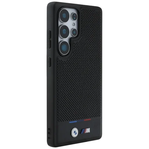 Eredeti BMW bőr tok trikolor csíkkal és MagSafe a Samsung Galaxy S25 Ultra számára fekete tok - 4