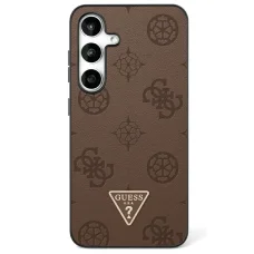 Original Guess Grained Hot Stamp Peony Pattern Triangle Logo MagSafe tok Samsung Galaxy S25 készülékhez barna színben