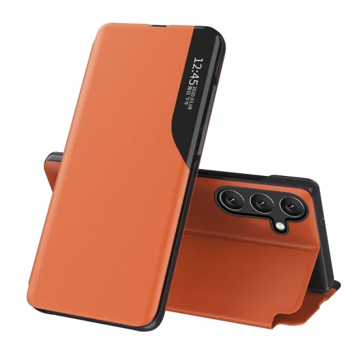 Eco Leather View Case elegáns fliptok állvány funkcióval Samsung Galaxy A26 - narancssárga tok - 1