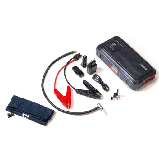 NEBO NEB-PBK-0006-G ULTIMATE, Jump Starter, 12VDC/600 A 3mp, 1500 A max., kompresszor, 130 psi max., LCD kijelző, Smart Charge, indítókábelek - 2