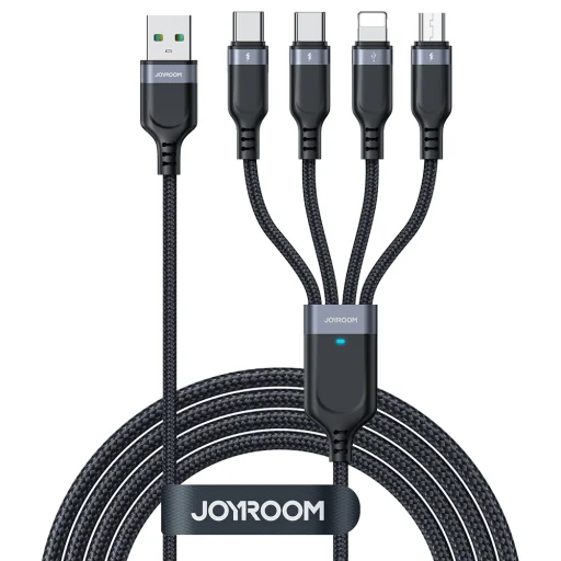 Joyroom Multi-Use Series S-A18 4 az 1-ben USB-A – USB-C / USB-C / Lightning / micro USB kábel 1,2 m – fekete - 1
