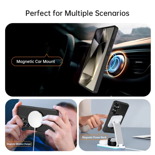 Rock Guard Touch Matte Series mágneses tok Samsung Galaxy S25-höz fekete tok - 6