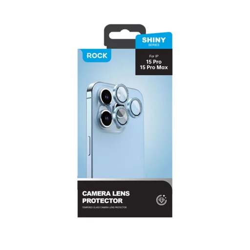 Rock edzett üveg Shiny Series Kamera lencse védőfólia iPhone 15/15 Plus-ra (2 darab lencse) fekete üvegfólia - 8