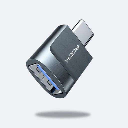 Rock Adapter CA03 - USB (női) to Type C (férfi) - sötétszürke - 12