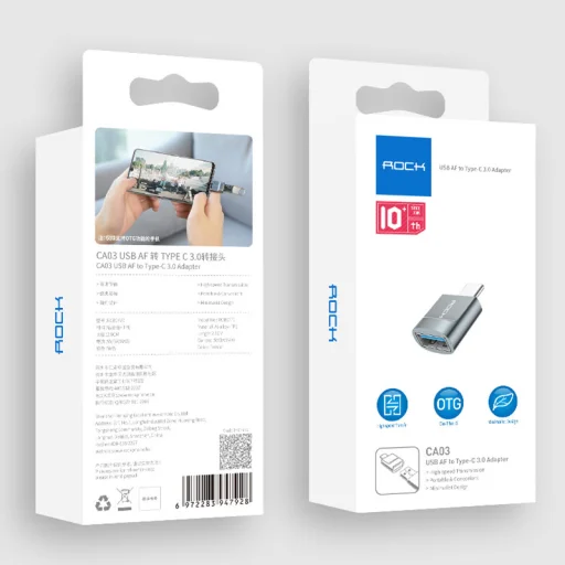 Rock Adapter CA03 - USB (női) to Type C (férfi) - sötétszürke - 13