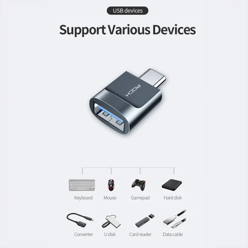 Rock Adapter CA03 - USB (női) to Type C (férfi) - sötétszürke - 3