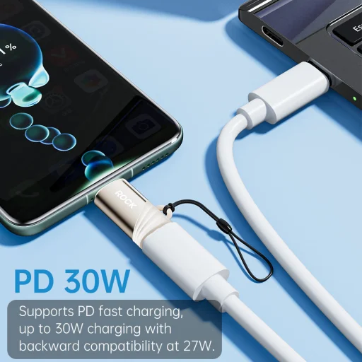 Rock Adapter L12 - Type C (női) to Lightning (férfi) - PD 30W titán - 5