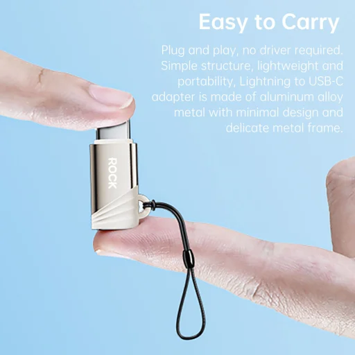 Rock Adapter L12 - Type C (női) to Lightning (férfi) - PD 30W titán - 10