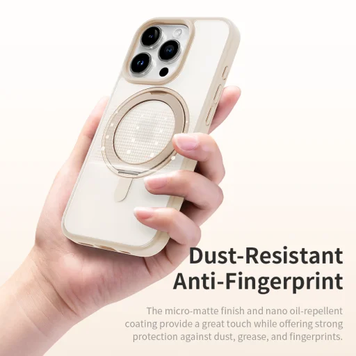 Rock Rotating Stand Soft Touch Series mágneses tok iPhone 16 Pro arany - 11