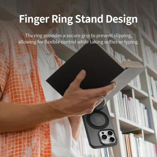 Rock Rotating Stand Soft Touch Series mágneses tok iPhone 16 Pro arany - 7