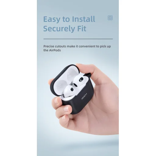 Rock szilikontok AirPods 3-hoz karabinerrel fekete - 7