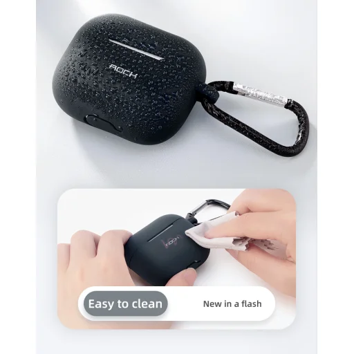 Rock szilikontok AirPods 3-hoz karabinerrel fekete - 10