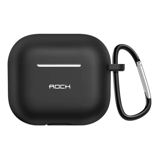 Rock szilikontok AirPods 3-hoz karabinerrel fekete - 1