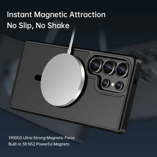 Rock Guard Touch Matte Series mágneses tok Samsung Galaxy S25-höz fekete tok - 3