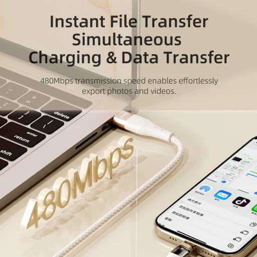 Rock kábel G20 Transparency Series fonott 5 az 1-ben - USB, Type C-ről Type C-re, Lightning, Micro USB - PD 100W 5A 1,5 méter fekete - 7