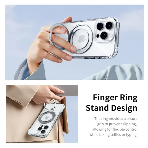 Rock Forgatható Állvány Crystal Series Mágneses iPhone 16 Pro tok fekete - 8