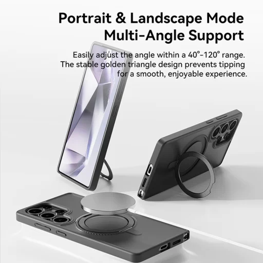 Rock Forgatható Állvány Soft Touch Series Mágneses tok Samsung Galaxy S25 fekete - 4
