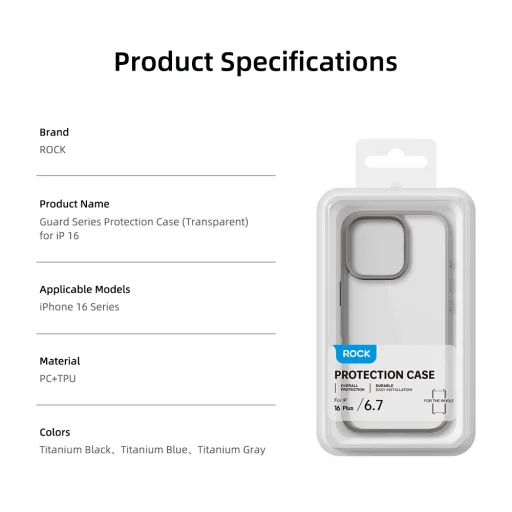 Rock Guard Series tok iPhone 16 Pro Max átlátszó-szürke - 11