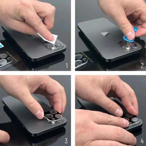 9H edzett üveg iPhone 15 Pro Wozinsky teljes kamera üveg - fekete üvegfólia - 5