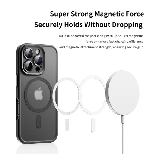 Rock Guard Touch Matte Series Mágneses iPhone 16 tok szürke tok - 3