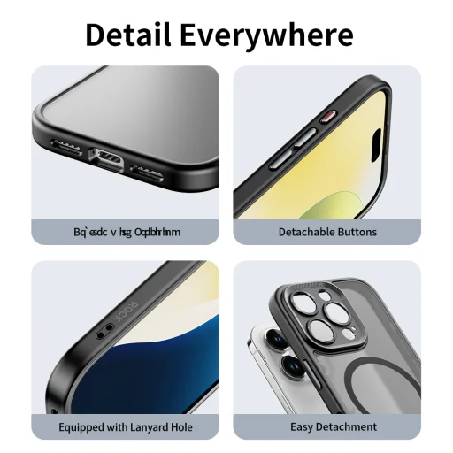 Rock Guard Touch Matte Series Mágneses iPhone 16 tok szürke tok - 11