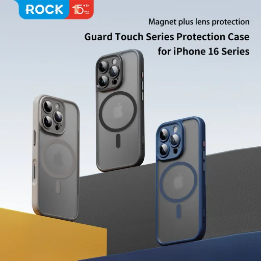 Rock Guard Touch Matte Series Mágneses iPhone 16 tok szürke tok - 2