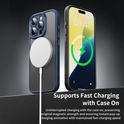 Rock Guard Touch Matte Series Mágneses iPhone 16 tok szürke tok - 4