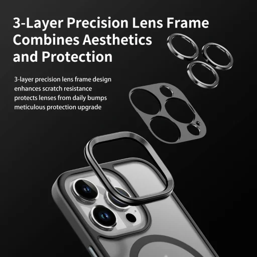 Rock Guard Touch Matte Series Mágneses iPhone 16 tok szürke tok - 10