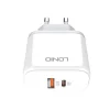 LDNIO A2526C USB, USB-C 45 W fali töltő + USB-C - USB-C kábel thumbnail