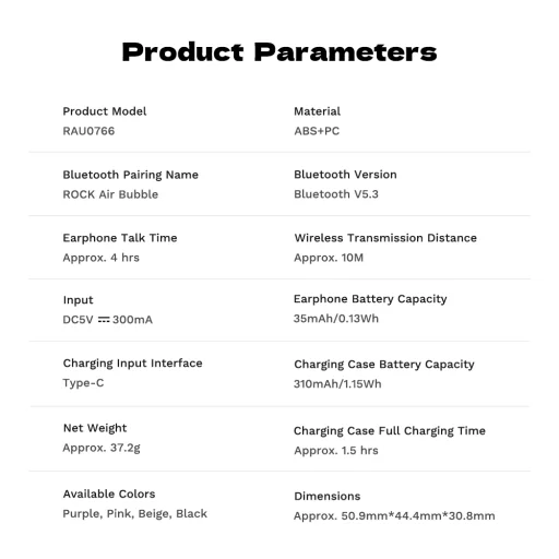 Rock Bluetooth fülhallgató TWS Air Bubble rózsaszín - 16