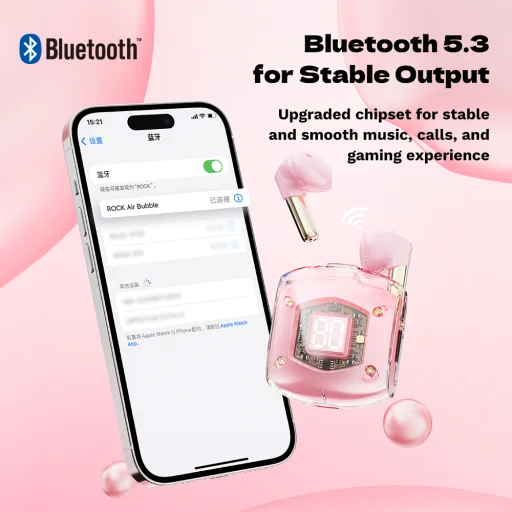 Rock Bluetooth fülhallgató TWS Air Bubble rózsaszín - 9