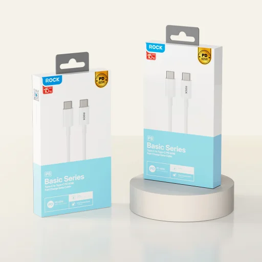 Rock Kabel P8 Basic Series - Type C - Lightning - PD 27W 3A 1 méter fehér - 6