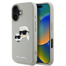  iPhone 16 Bézs Karl Lagerfeld 3D Rubber Double Heads tok