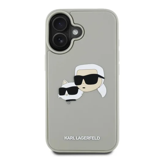  iPhone 16 Bézs Karl Lagerfeld 3D Rubber Double Heads tok - 3